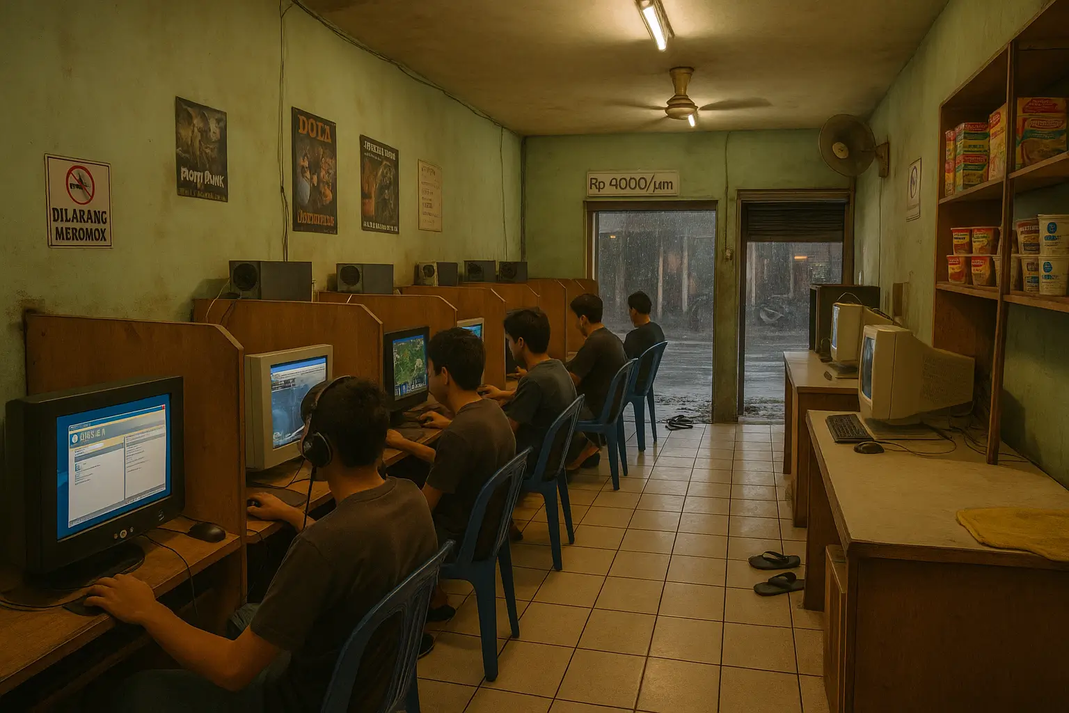 Suasana warnet klasik tahun 2010